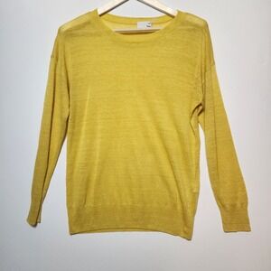 Wilfred Free Aritzia Lightweight Knit Crew Neck Sweater Mustard Yellow Small